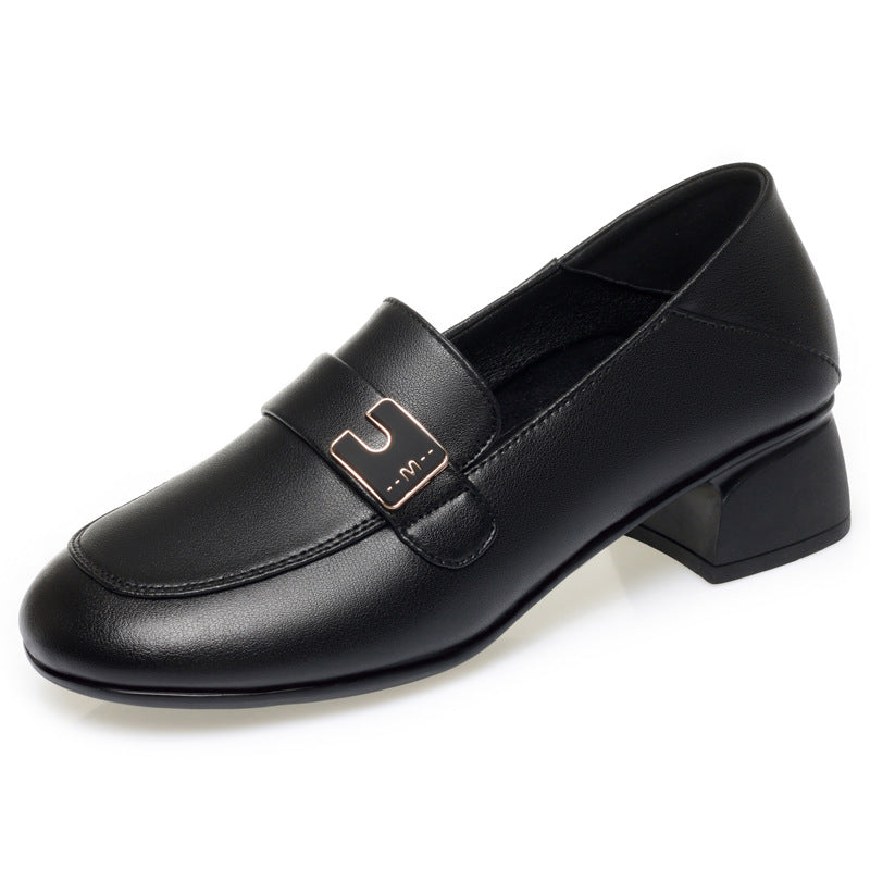 Damen Elegante Mokassins mit modischem Dekorelement und komfortablem Blockabsatz EB