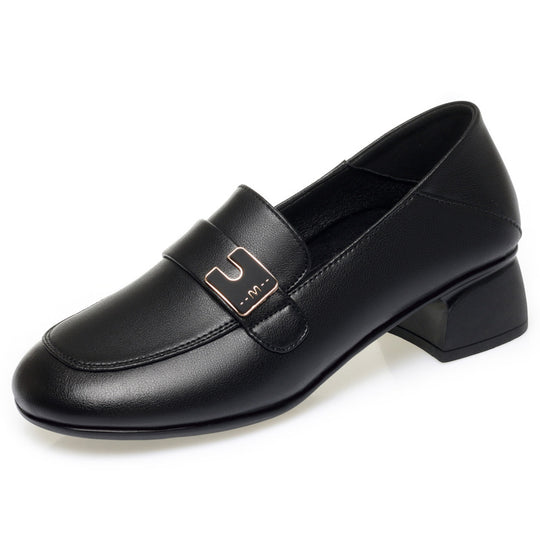Damen Elegante Mokassins mit modischem Dekorelement und komfortablem Blockabsatz EB