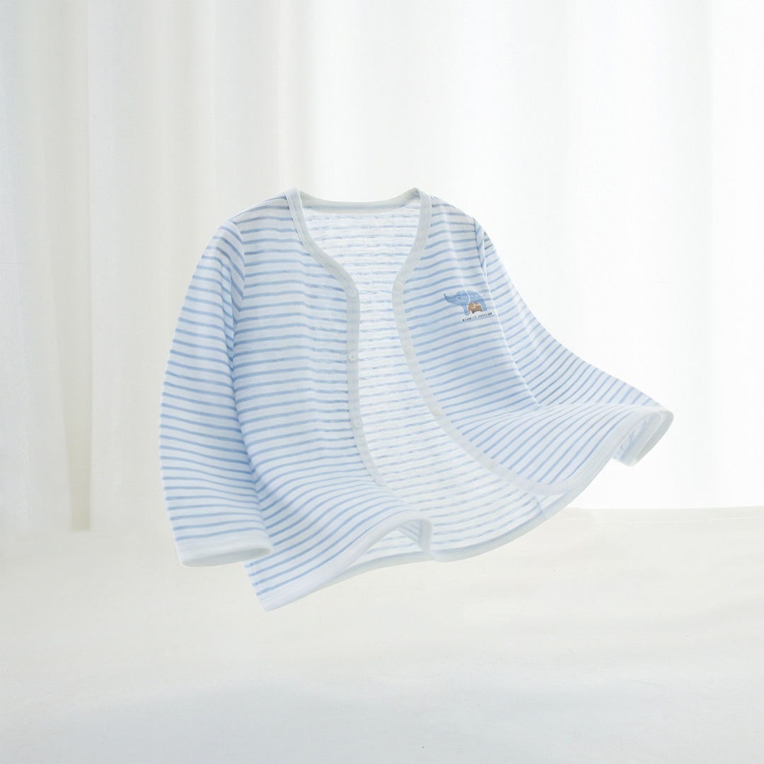 Unisex Nan Soft Organic Cotton Snap-Front Baby Cardigan mit besticktem Elefanten EB
