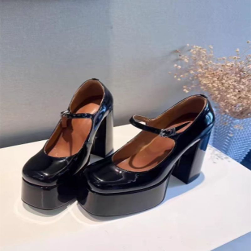 Damen elegante Plateau-Pumps mit verstellbarem Riemchen EB