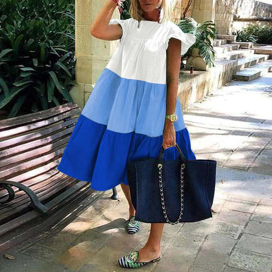 Damen lässiges Sommerkleid mit modischem Volantdesign und luftigem Schnitt EB