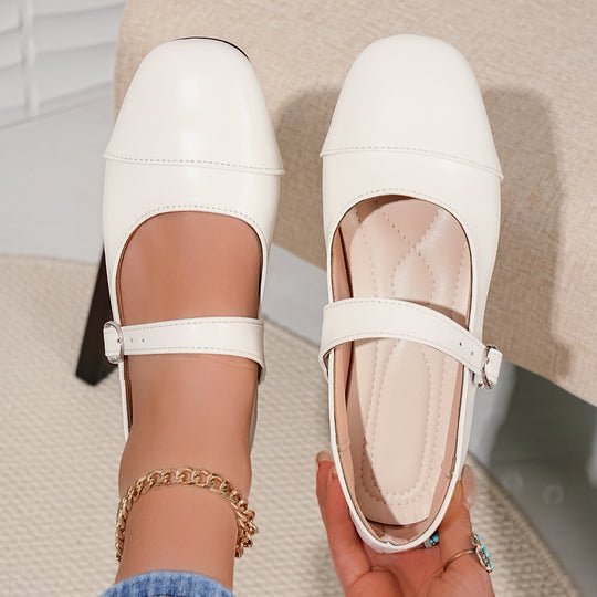 Damen Ballerinas mit verstellbarem Riemen und elegantem Obermaterial EB