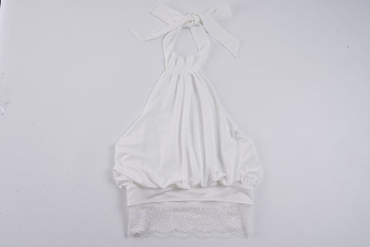 Damen elegantes Spaghetti-Trägertop mit transparentem Spitzenbesatz EB