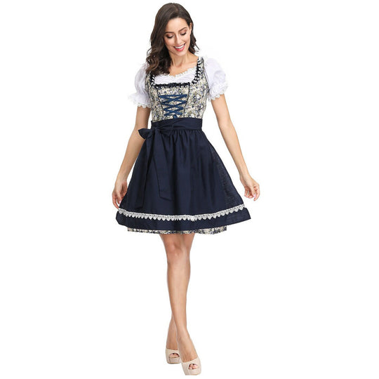 Damen nan traditionelles Dirndlkleid mit geschnürtem Mieder und abnehmbarer Schürze EB