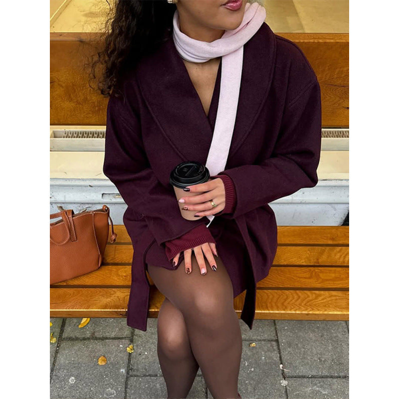 Damen Komfortabler Oversized-Mantel mit breitem Kragen EB