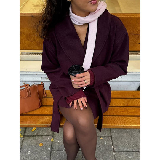 Damen Komfortabler Oversized-Mantel mit breitem Kragen EB