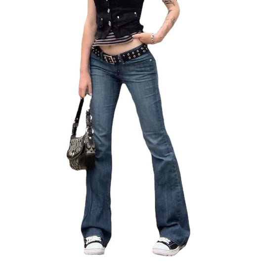 Damen lässige Flared Jeans im Retro-Stil mit hohem Bund EB