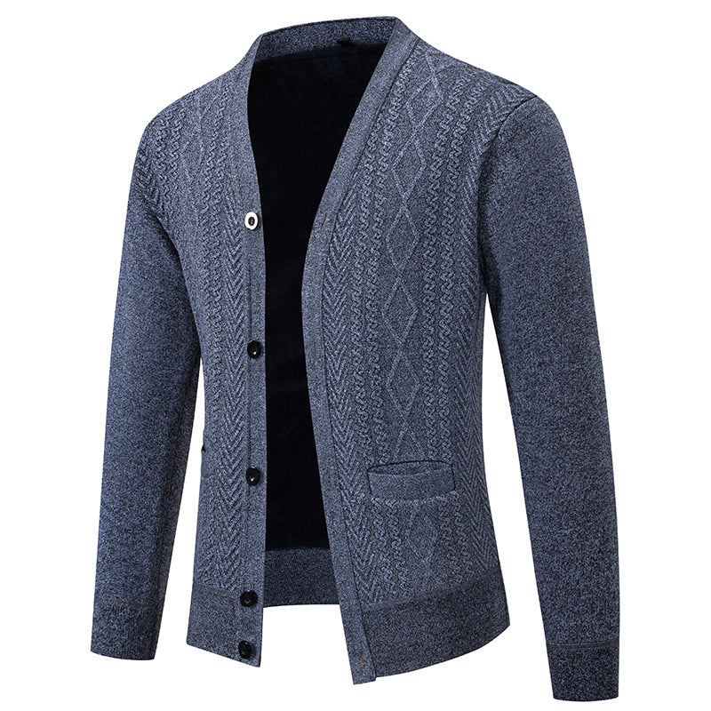 Herren Strickjacke mit strukturiertem Design und Knopfverschluss EB
