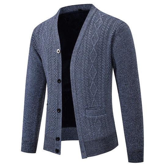 Herren Strickjacke mit strukturiertem Design und Knopfverschluss EB