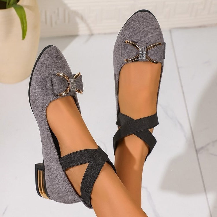 Damen elegante Ballerinas mit modischem Schleifen-Detail EB