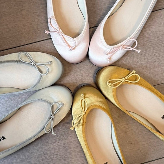 Damen Ballerinas aus satinierter Struktur mit dekorativem Schleifendetail EB