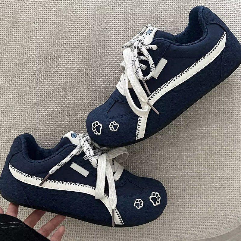 Damen Sportliche Freizeit Sneakers mit pfotenmotivierter Verzierung EB