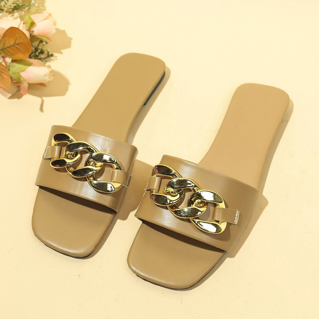 Damen Elegante Sandalen mit modischem Kettenakzent EB