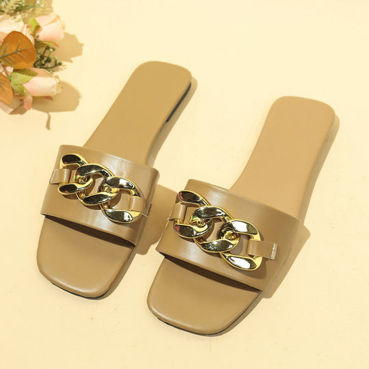 Damen Elegante Sandalen mit modischem Kettenakzent EB