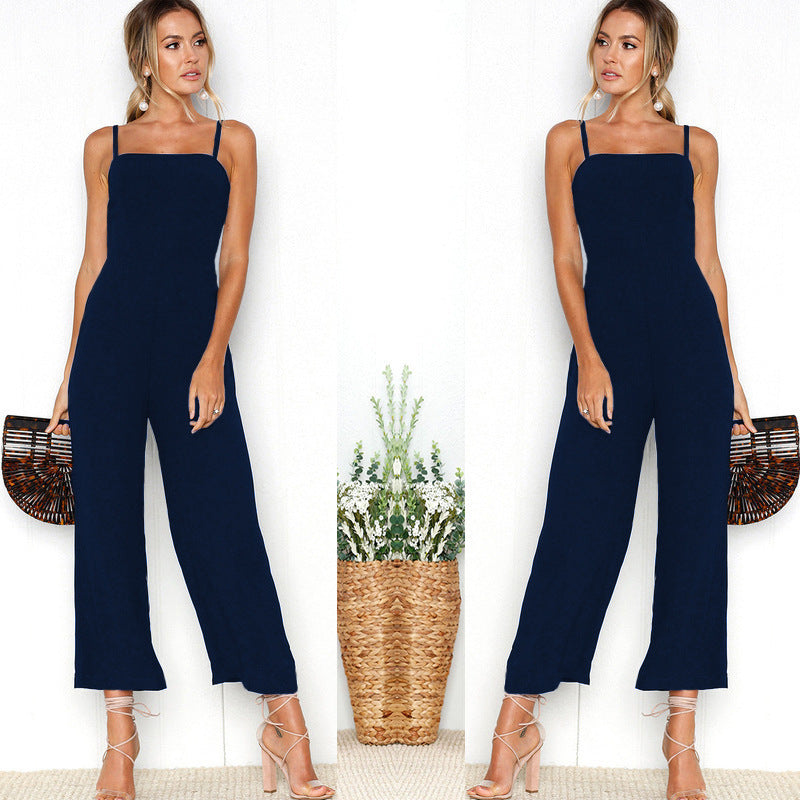 Damen Jumpsuit mit schmalen Trägern und weitem Beinschnitt EB
