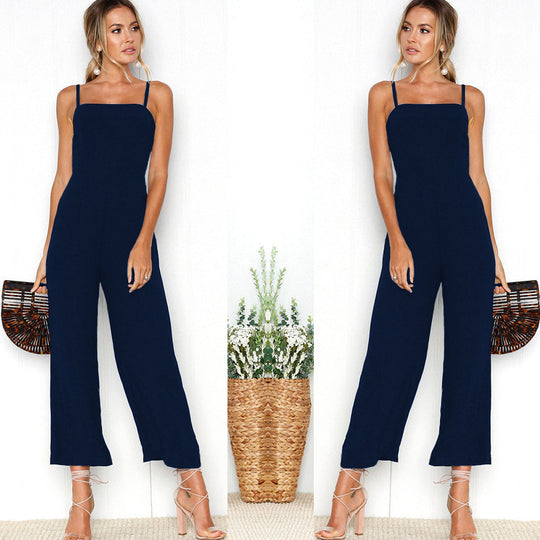 Damen Jumpsuit mit schmalen Trägern und weitem Beinschnitt EB