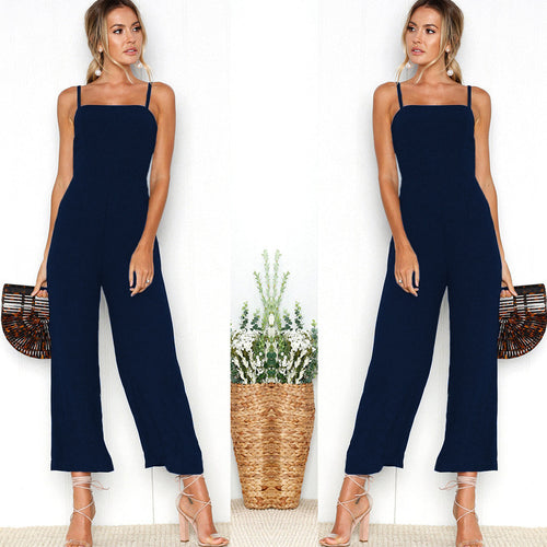 Damen Jumpsuit mit schmalen Trägern und weitem Beinschnitt EB