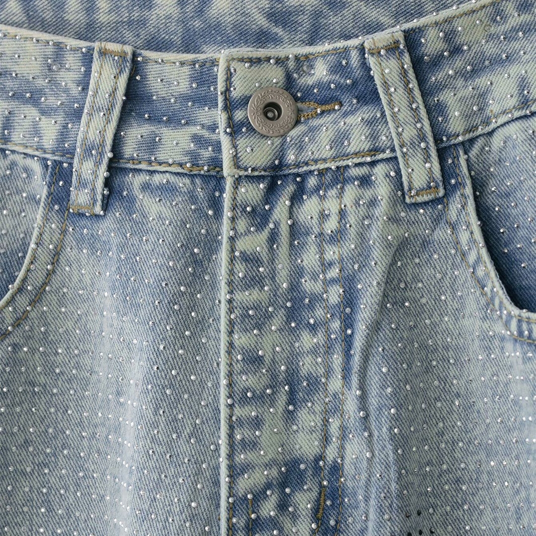 Damenweite Jeanshose im lässigen Vintage-Stil mit hohem Bund EB