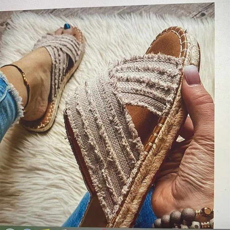 Damen Freizeitsandalen aus hochwertigem, atmungsaktivem Material mit elegantem Textilüberzug EB