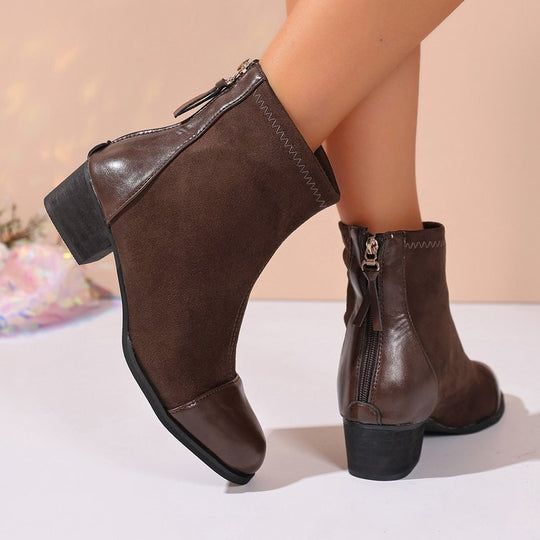 Damen elegante Stiefeletten aus weichem Wildleder mit modischen Akzenten EB