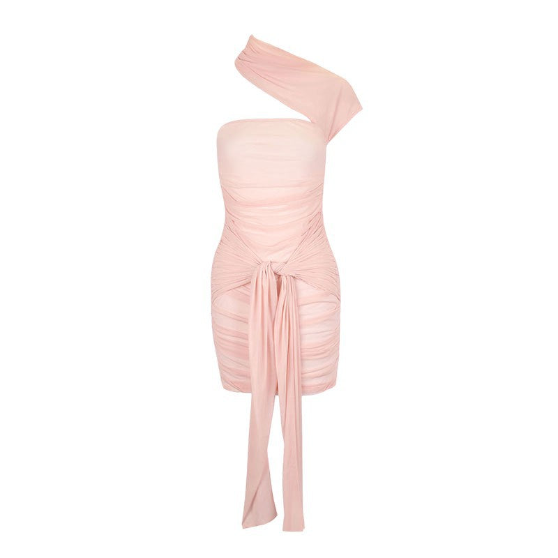 Damen Mini-Raffkleid mit asymmetrischem Schnitt und dekorativen Drapierungen EB