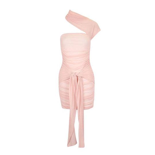 Damen Mini-Raffkleid mit asymmetrischem Schnitt und dekorativen Drapierungen EB