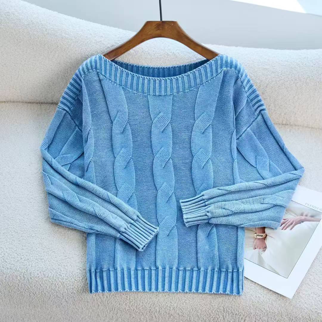 Damen Pullover im modernem Zopfdesign mit übergroßer Silhouette EB