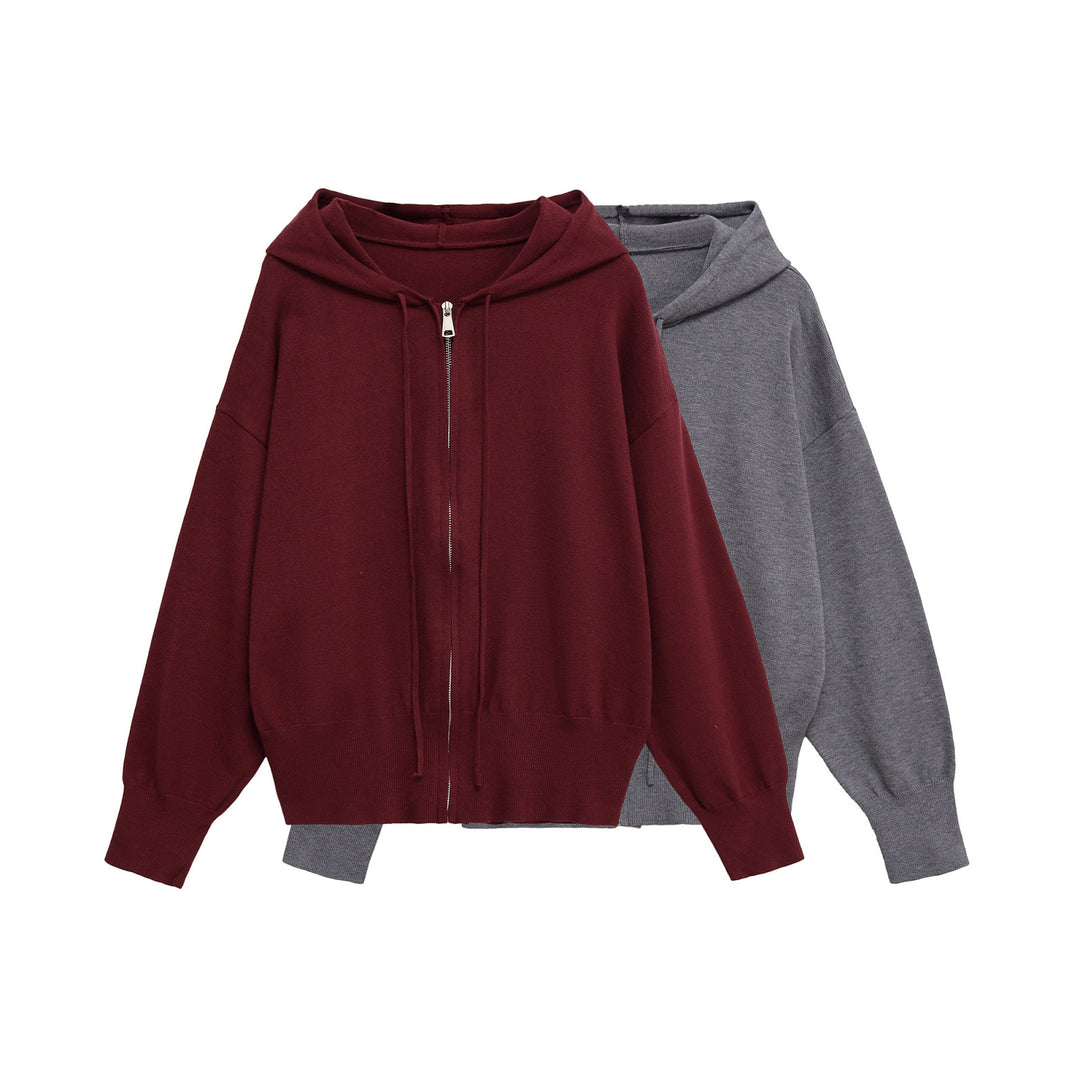 Damen lässige Kapuzenjacke mit Reißverschluss EB