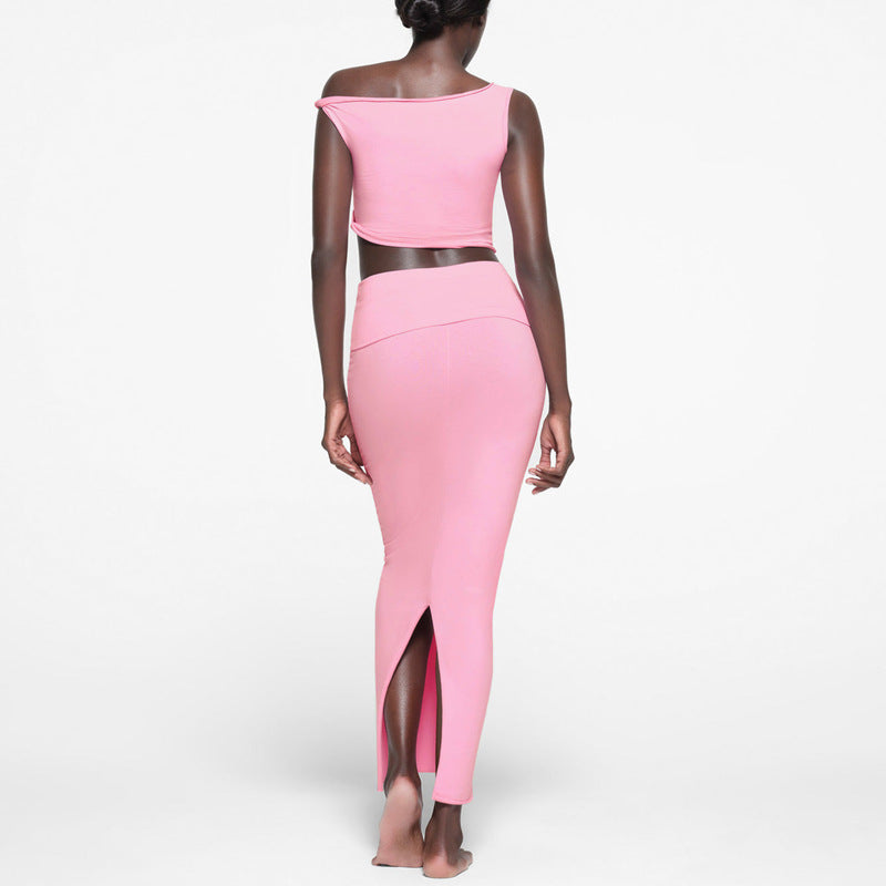 Damen Crop-Top und Maxi-Rock Set EB