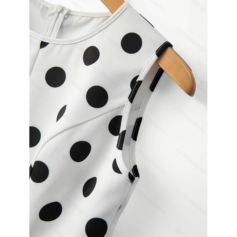 Damen Peplum-Oberteil mit modernen Punkten EB