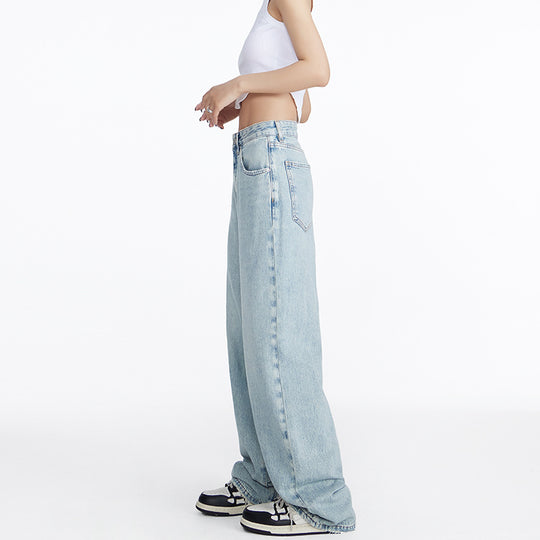 Damen weite Jeans im lässigen Stil mit hohem Bund und komfortablem Schnitt EB