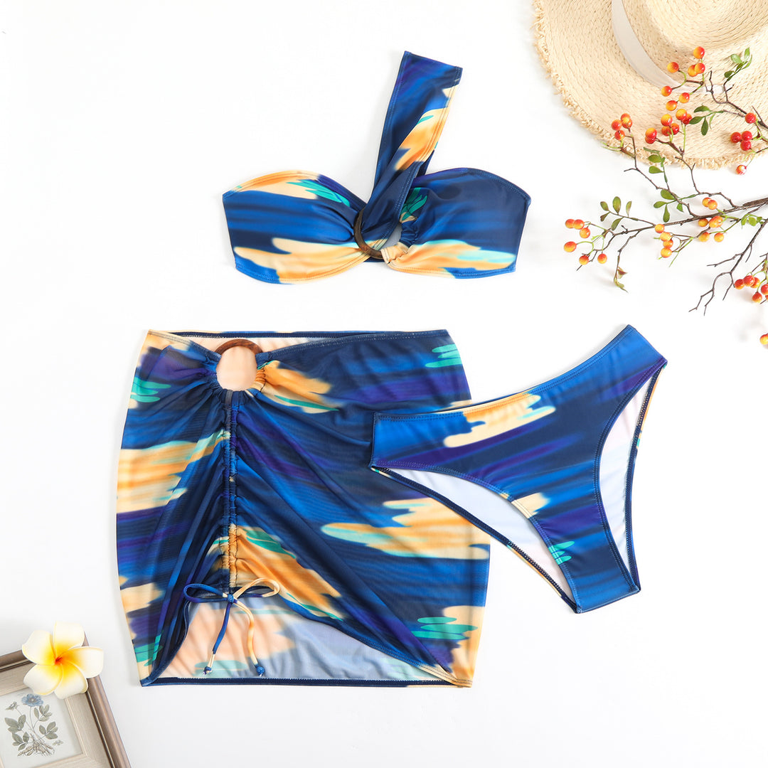 Damen Cropped Bikini-Set mit verspieltem Rüschendesign und elegantem Bindeträgersystem EB