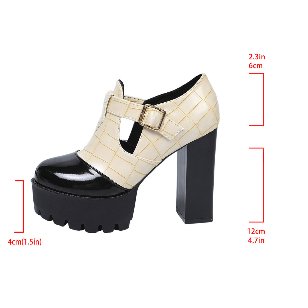 Damen Plateau-Pumps mit modischem Krokoprägungs-Design und verstellbarem Riemen EB