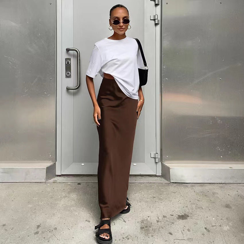 Damen elegantes Maxikleid mit asymmetrischem Schnitt und dekorativem Überwurf EB