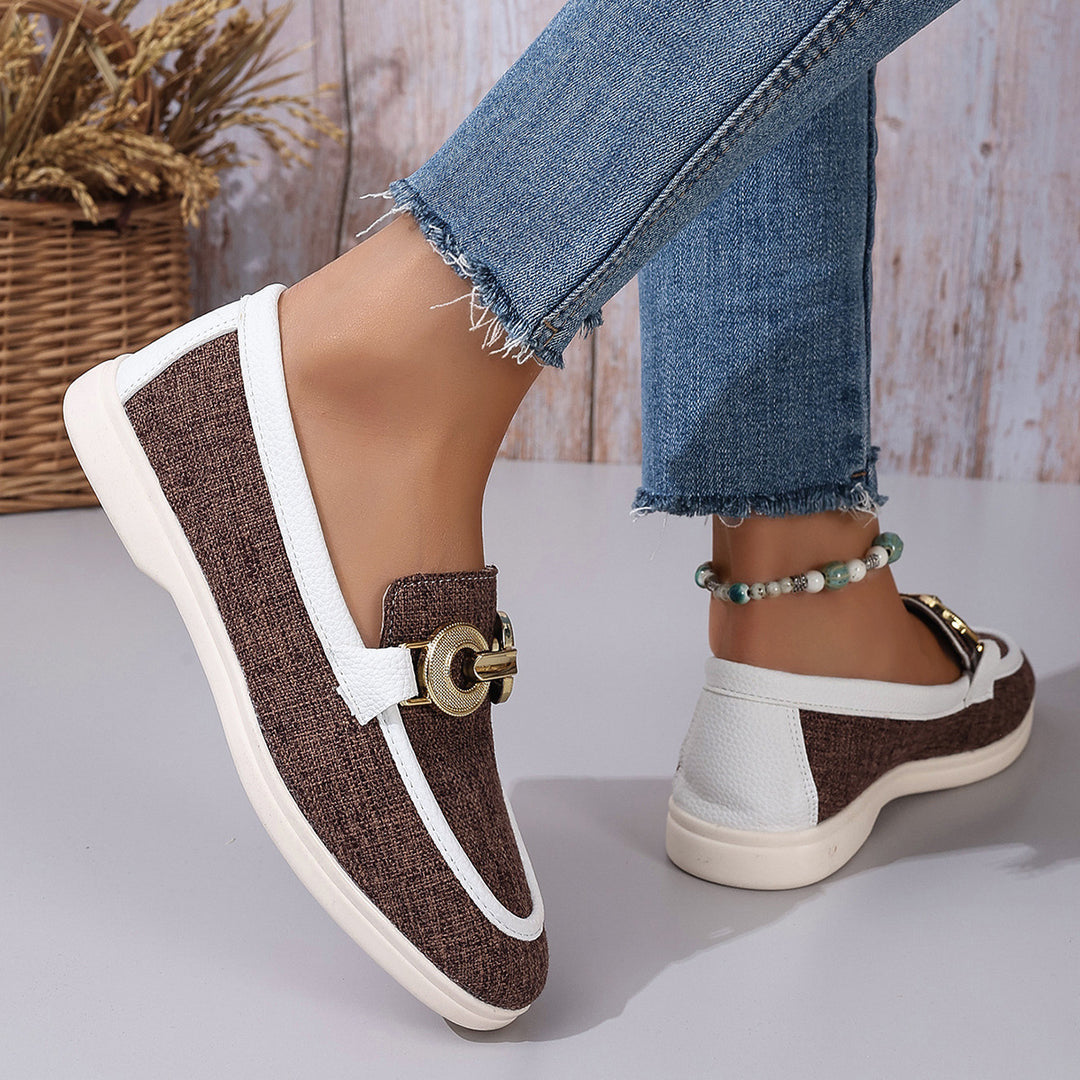 Damen modische Slipper mit elegantem Goldverzierungsdetail EB