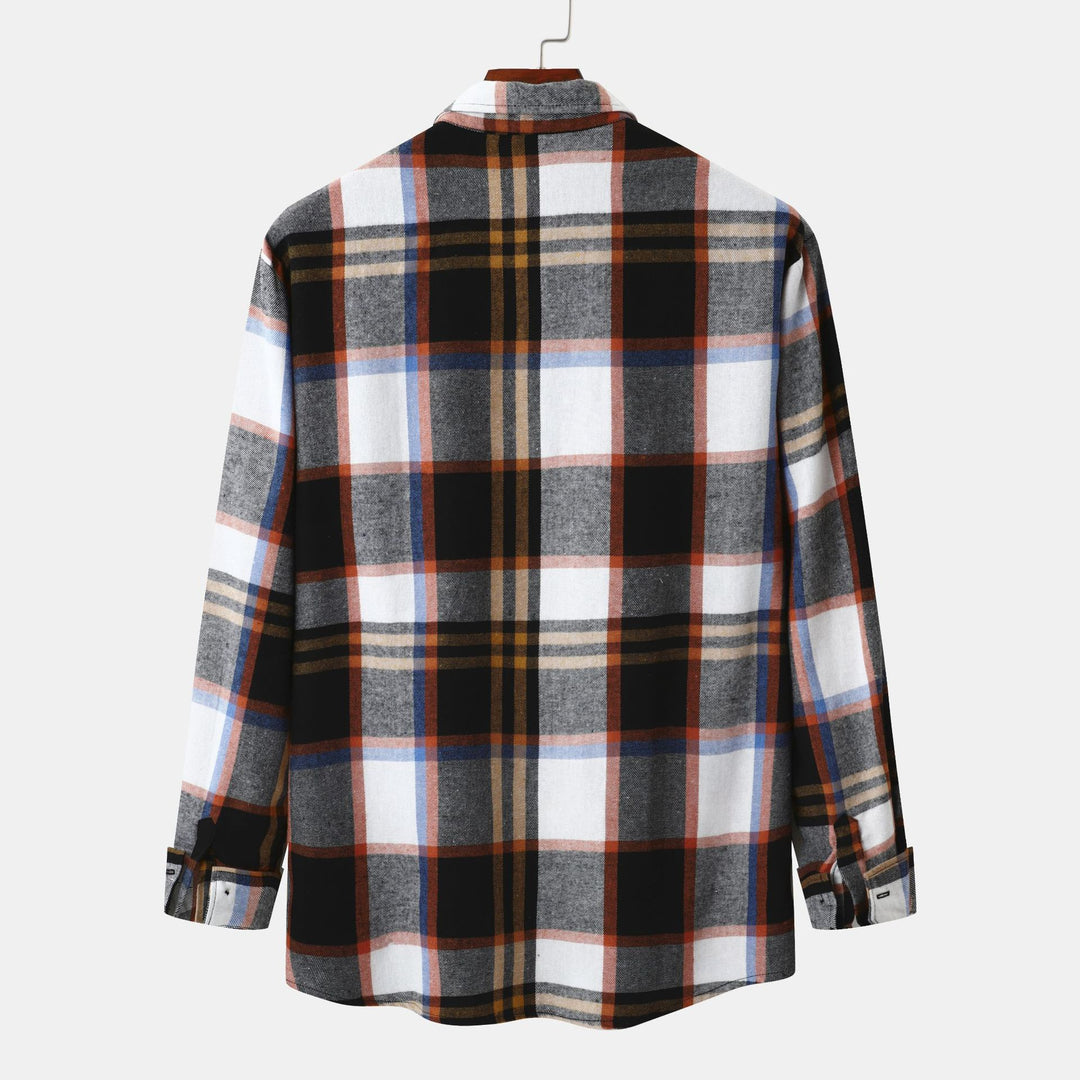 Herren Flanellhemd mit kariertem Muster und praktischen Taschen EB