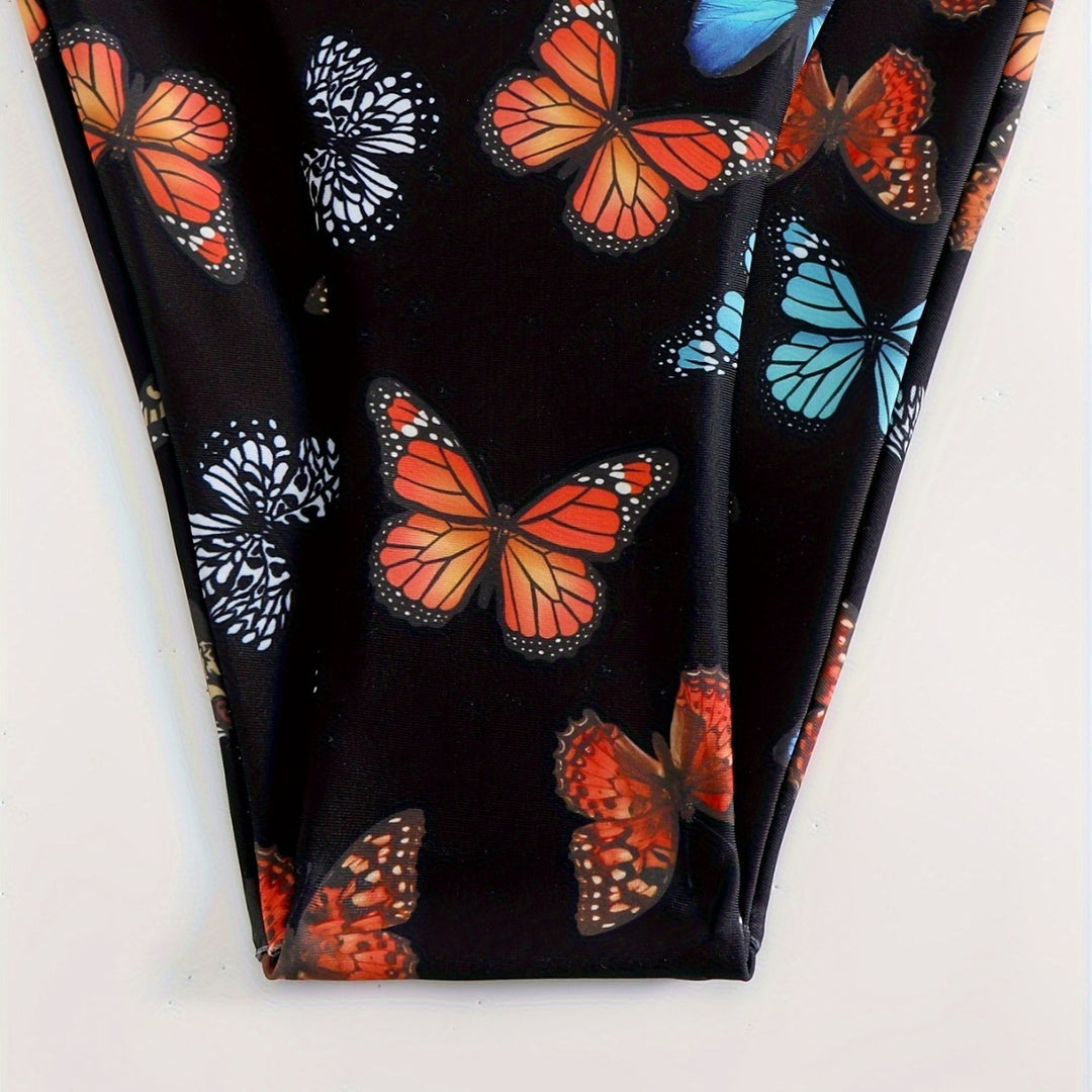 Damen Triangel-Bikini mit einzigartigem Schmetterlingsmuster EB