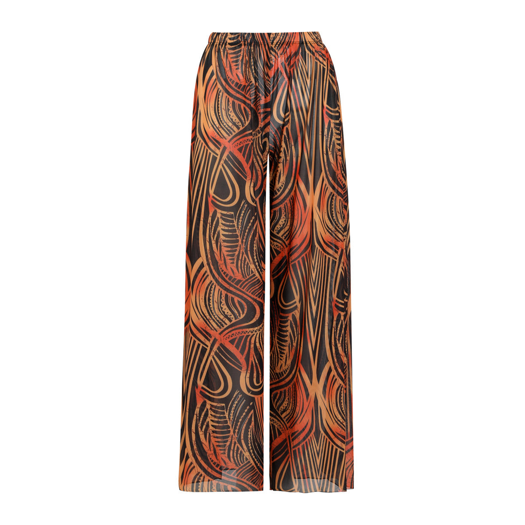 Damen Hochgeschnittene Palazzo-Hosen mit buntem Muster EB