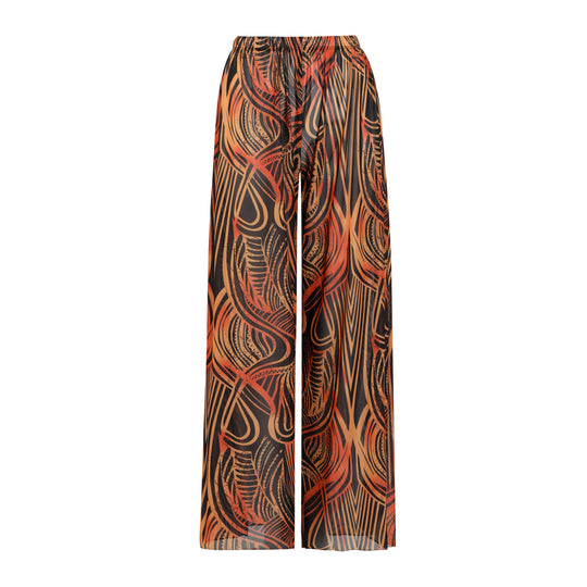 Damen Hochgeschnittene Palazzo-Hosen mit buntem Muster EB