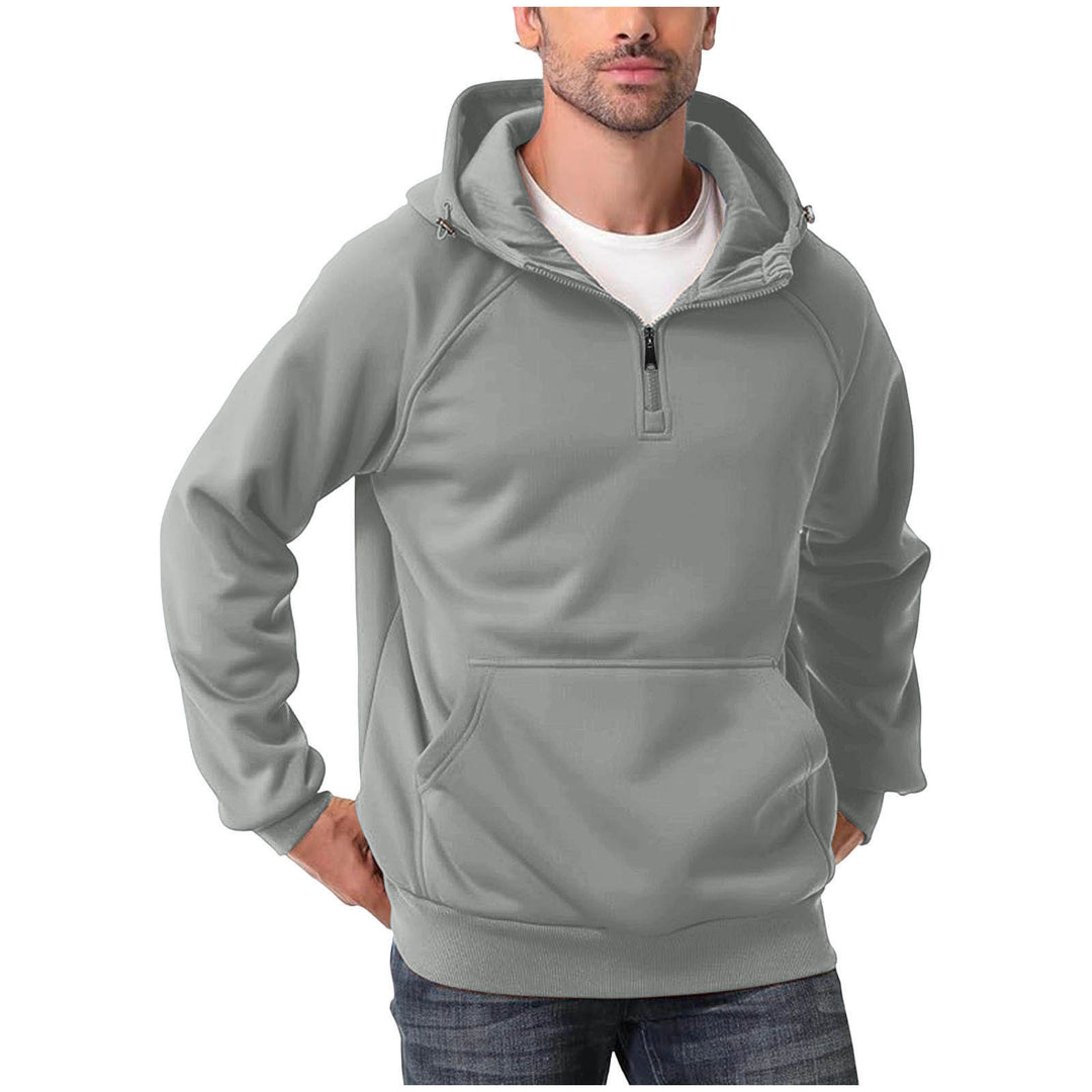 Herren nan Halbzip-Hoodie mit verstellbarer Kapuze, Kängurutasche und Raglanärmeln EB
