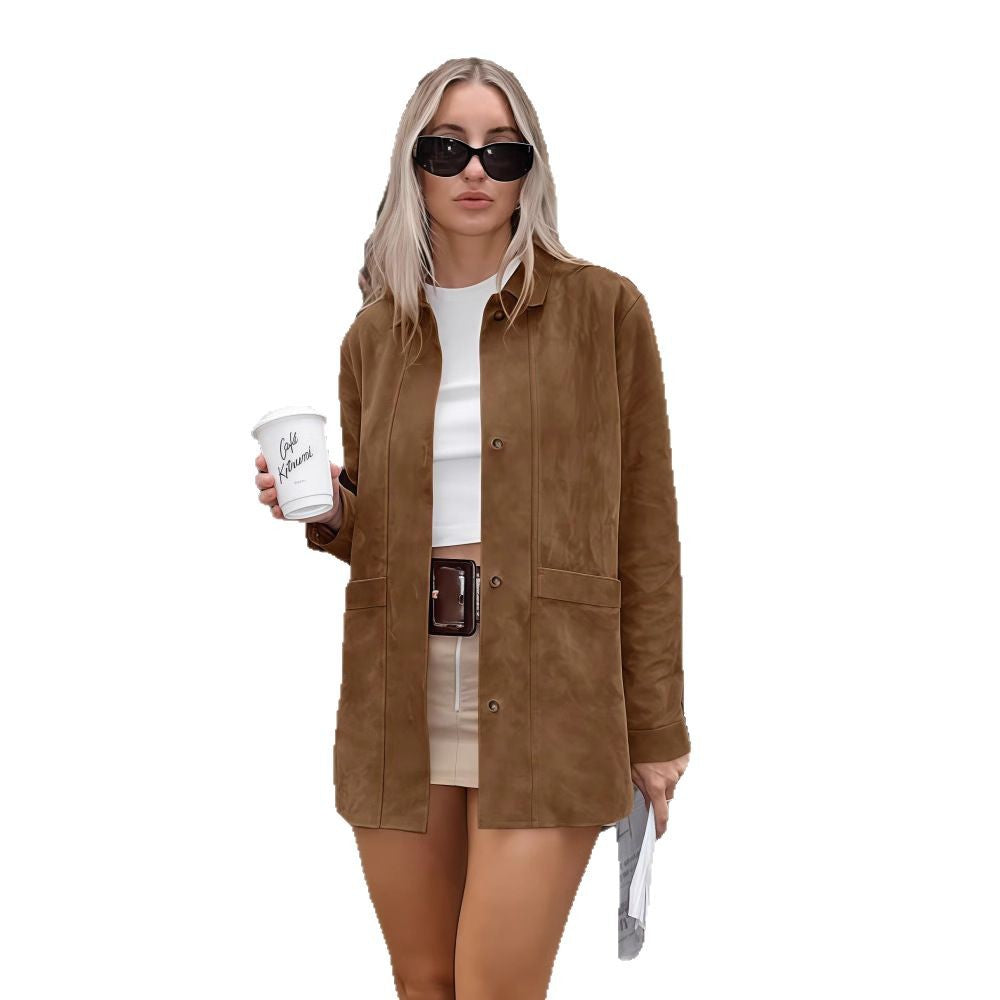 Damen elegante Kunstlederjacke EB