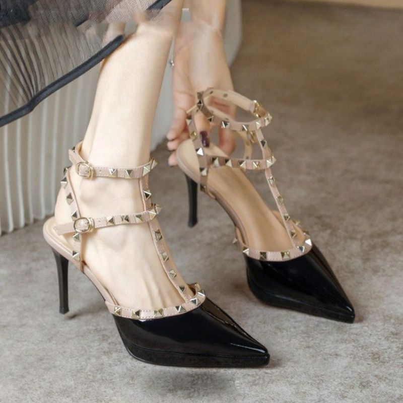 Damen elegante High Heel Sandalen mit strategischer Riemenverzierung EB