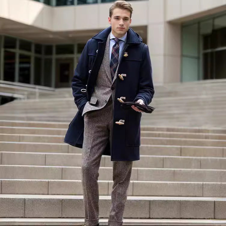 Herren Stilvoller Dufflecoat mit Knopfdetails EB