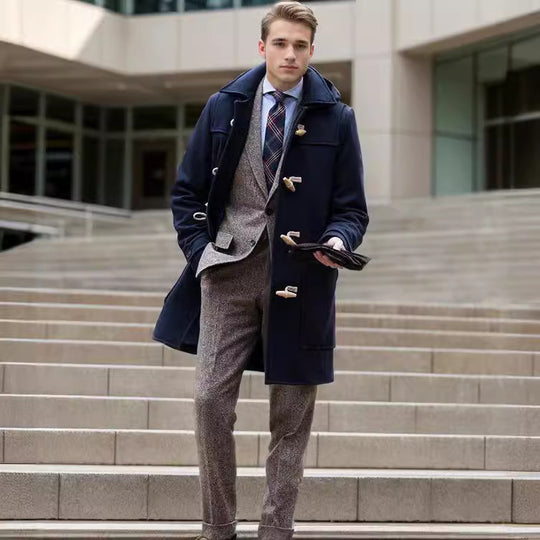 Herren Stilvoller Dufflecoat mit Knopfdetails EB