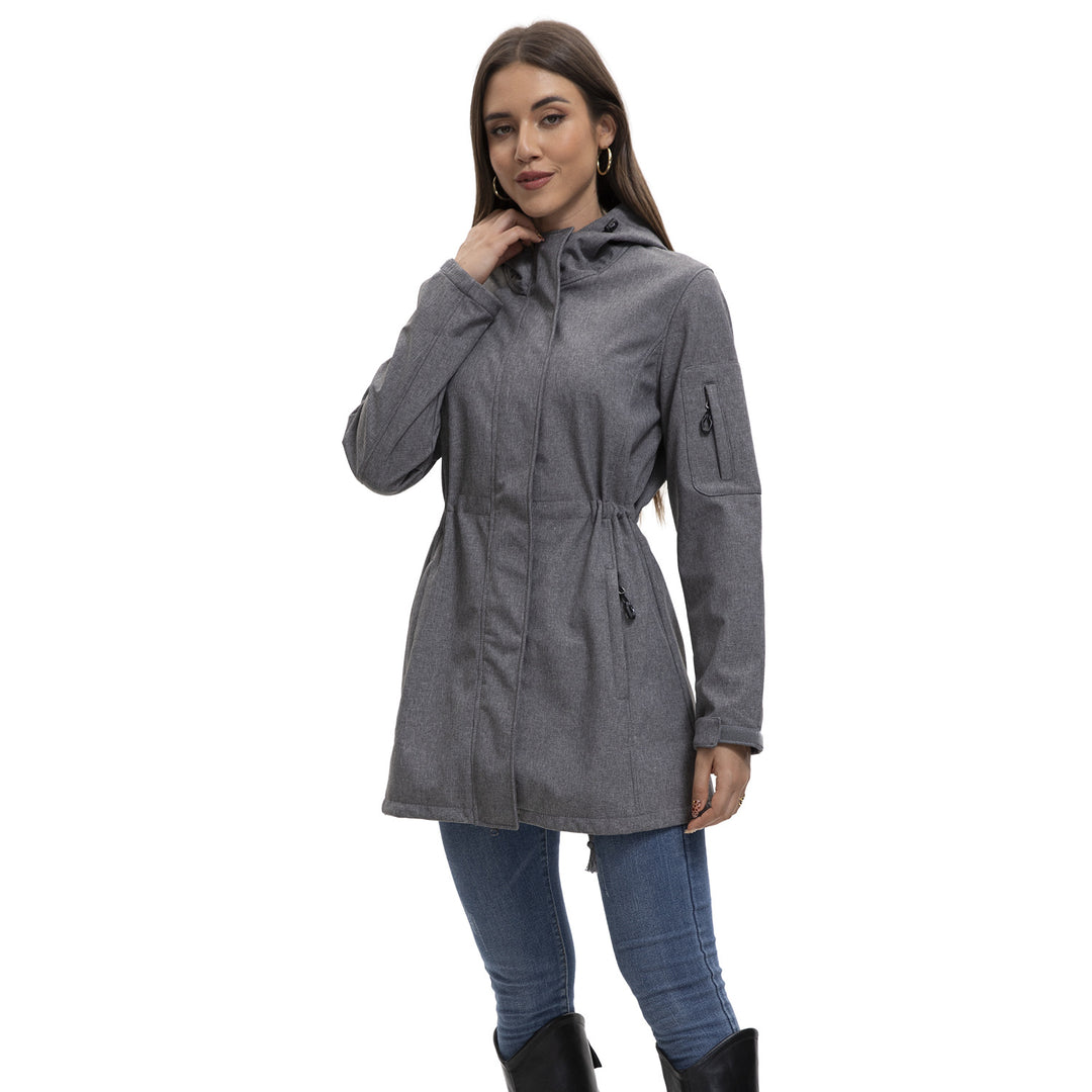 Damen nan funktionaler Softshell-Parka mit Teddyfleece-Futter, Kapuze und Taillenzug EB