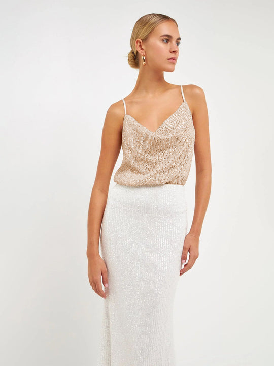 Damen Glitzerndes Spaghettiträgershirt mit V-Ausschnitt EB