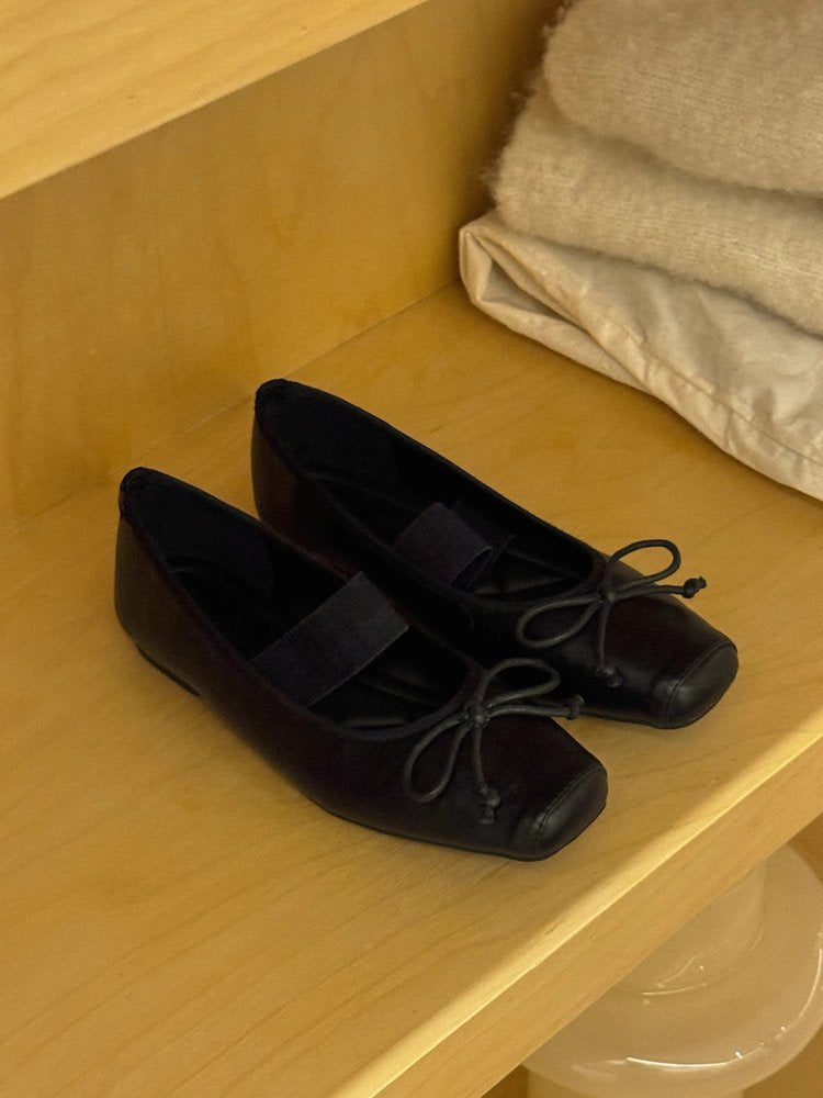 Damen Ballerina-Schuhe mit elastischem Riemchen und modischem Schleifendetail EB