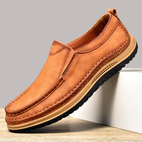 Herren Bequeme Slipper aus hochwertigem Leder mit rutschfester Sohle EB