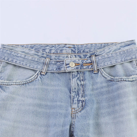 Damen Weite Jeanshose im lässigen Schnitt mit seitlichen Schlitzen EB