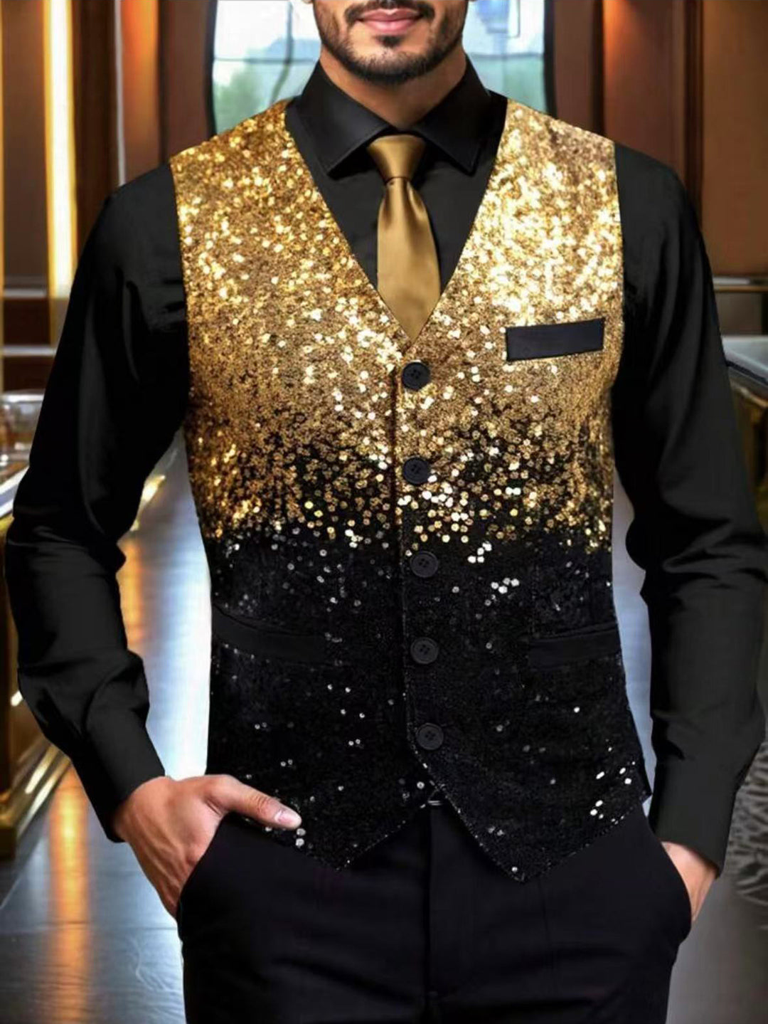 Herren Glitzernde Festtagsweste EB